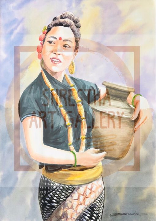 Portrait Of Nepali Girl Water Color